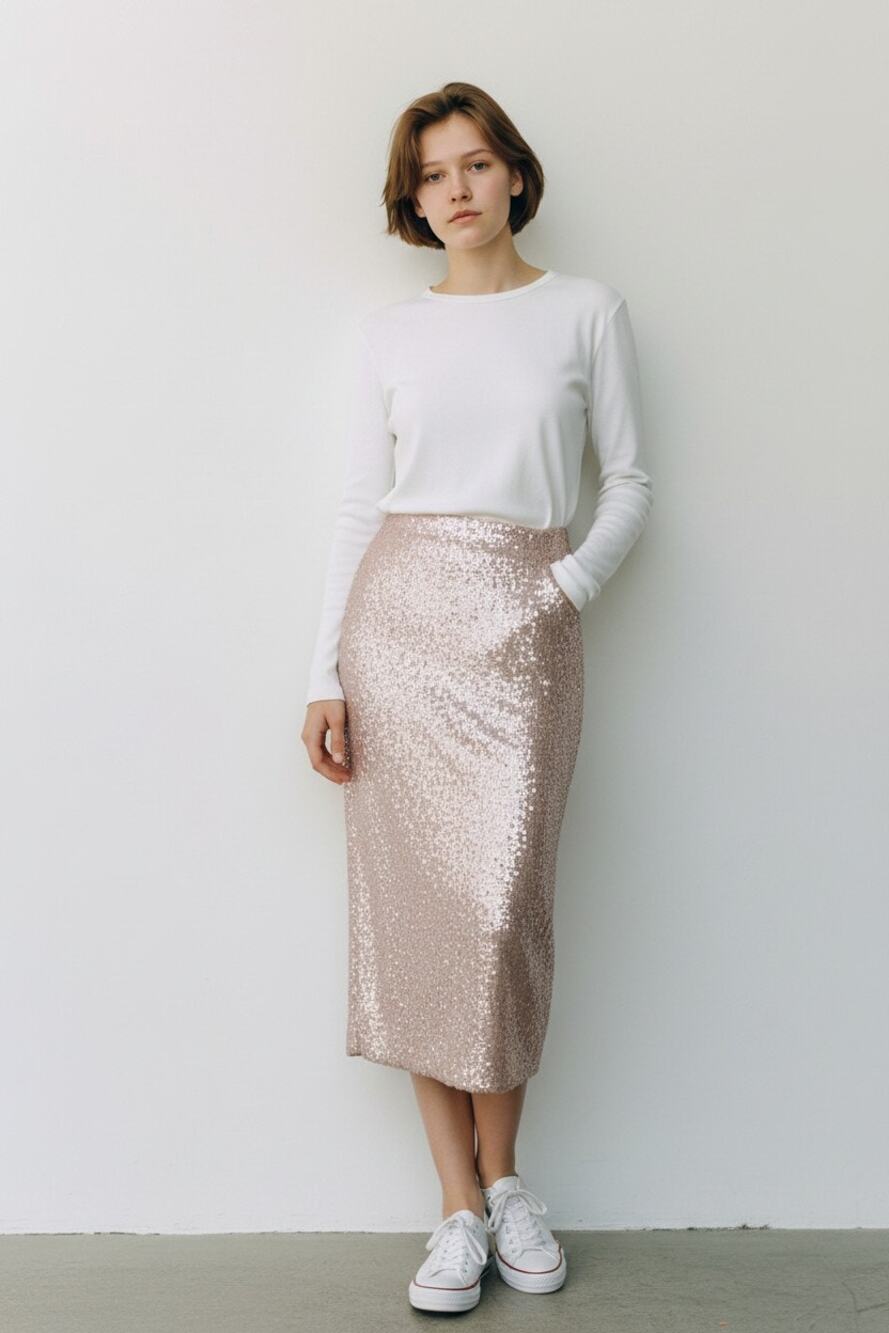 Michael Kors Blush Sequin Midi Skirt XS Party Holiday Going Out EUC